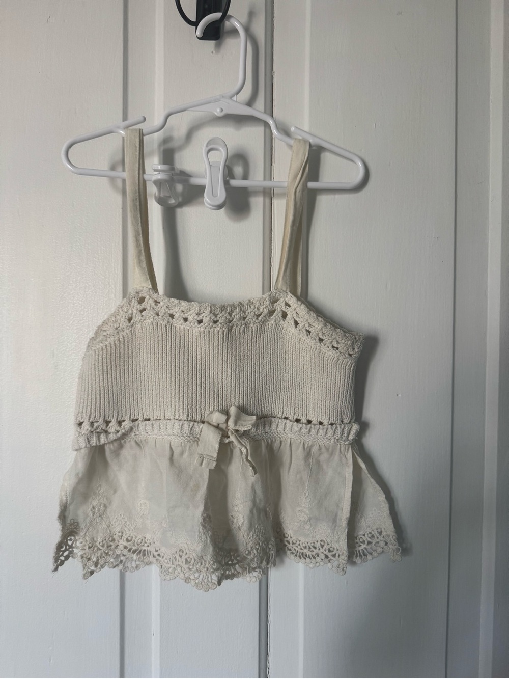Zara Cream Crochet Knit Tank Top